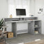 skrivebord med LED-lys 200x55x91 cm konstrueret træ betongrå