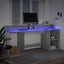 skrivebord m. LED-lys 200x55x91 cm konstrueret træ grå sonoma