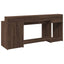 skrivebord med LED-lys 200x55x91 cm konstrueret træ brunt eg