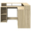 skrivebord med LED-lys 130x130x91 cm konstrueret træ sonoma-eg