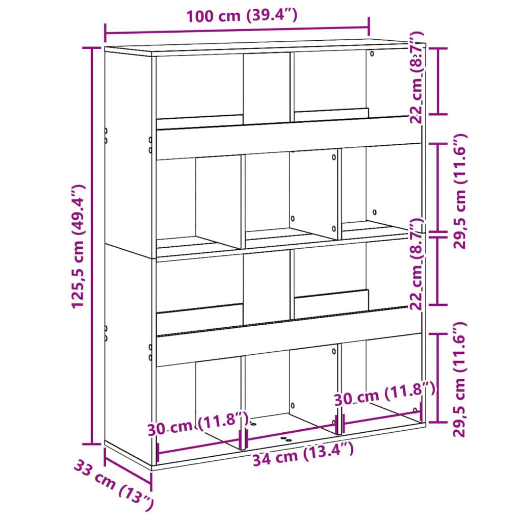 rumdeler 100x33x125,5 cm konstrueret træ hvid