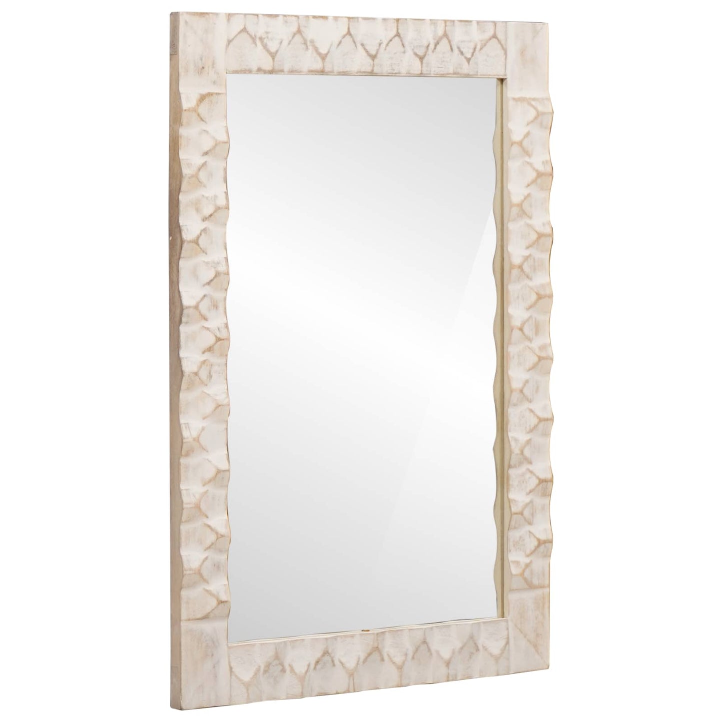Badeværelsessæt med dør 4 pcs Hvid Vask Finish Massivt mangotræ