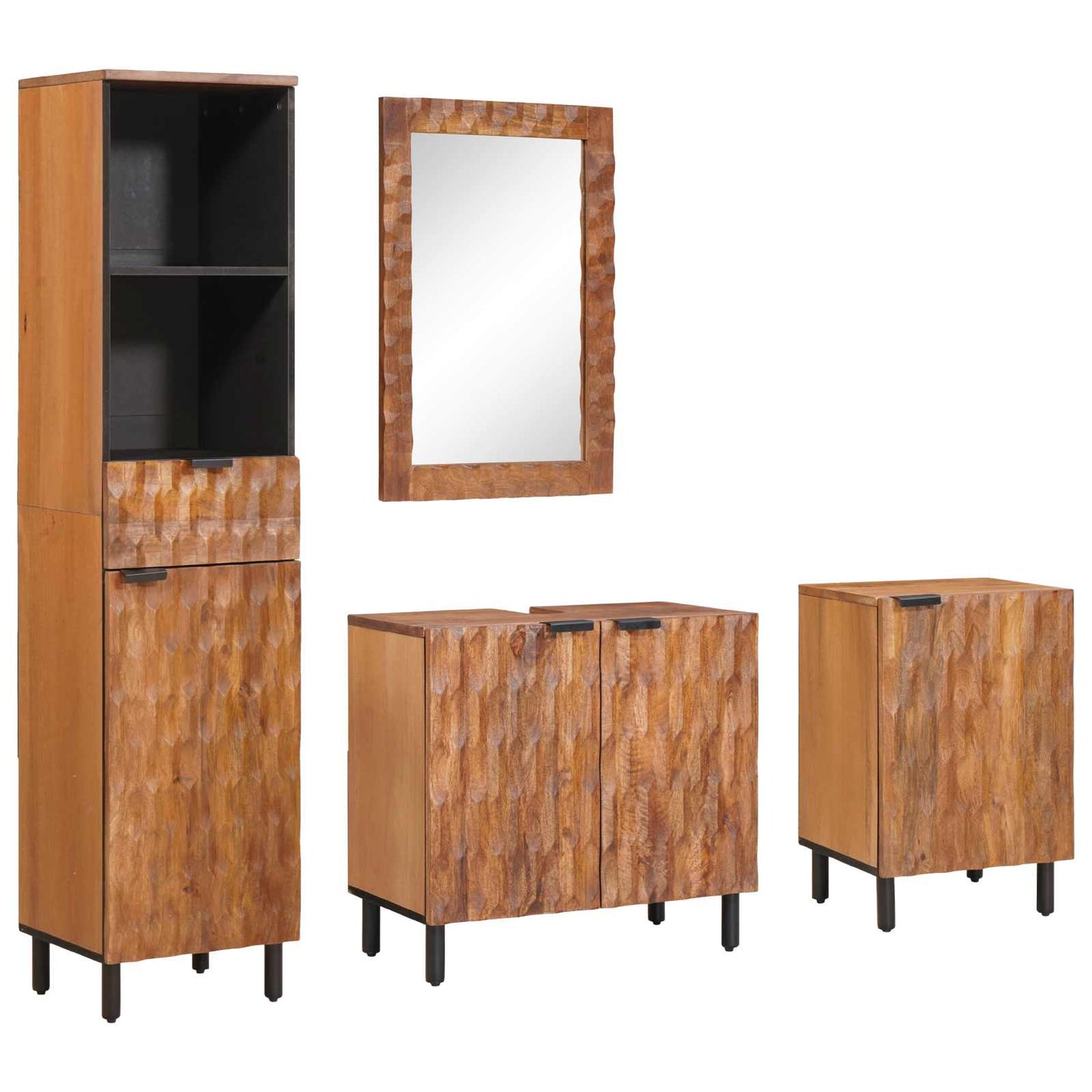 Badeværelsessæt 4 pcs Akaciebrown finish Massivt mangotræ