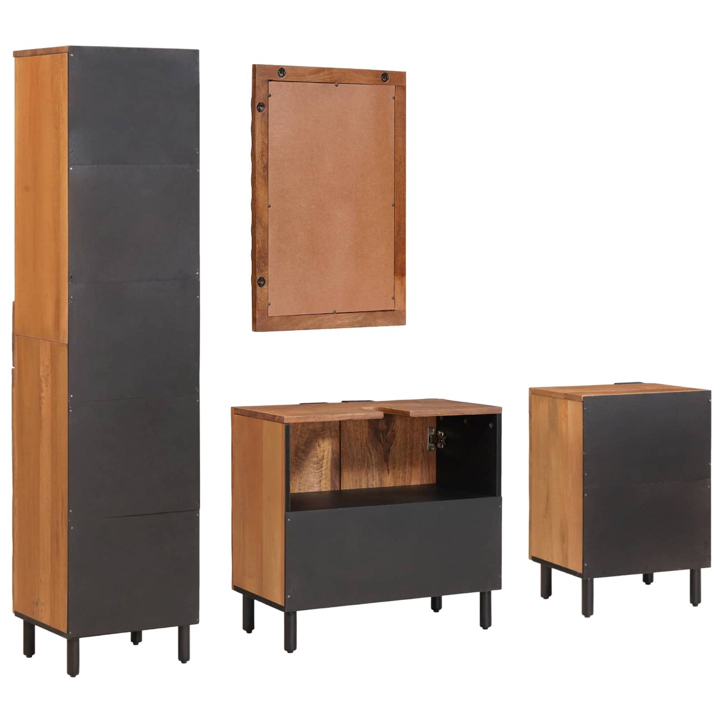 Badeværelsessæt 4 pcs Akaciebrown finish Massivt mangotræ