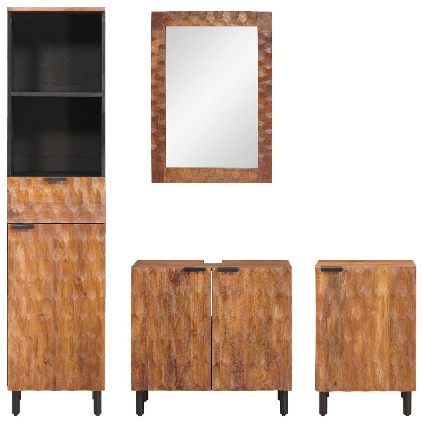 Badeværelsessæt 4 pcs Akaciebrown finish Massivt mangotræ