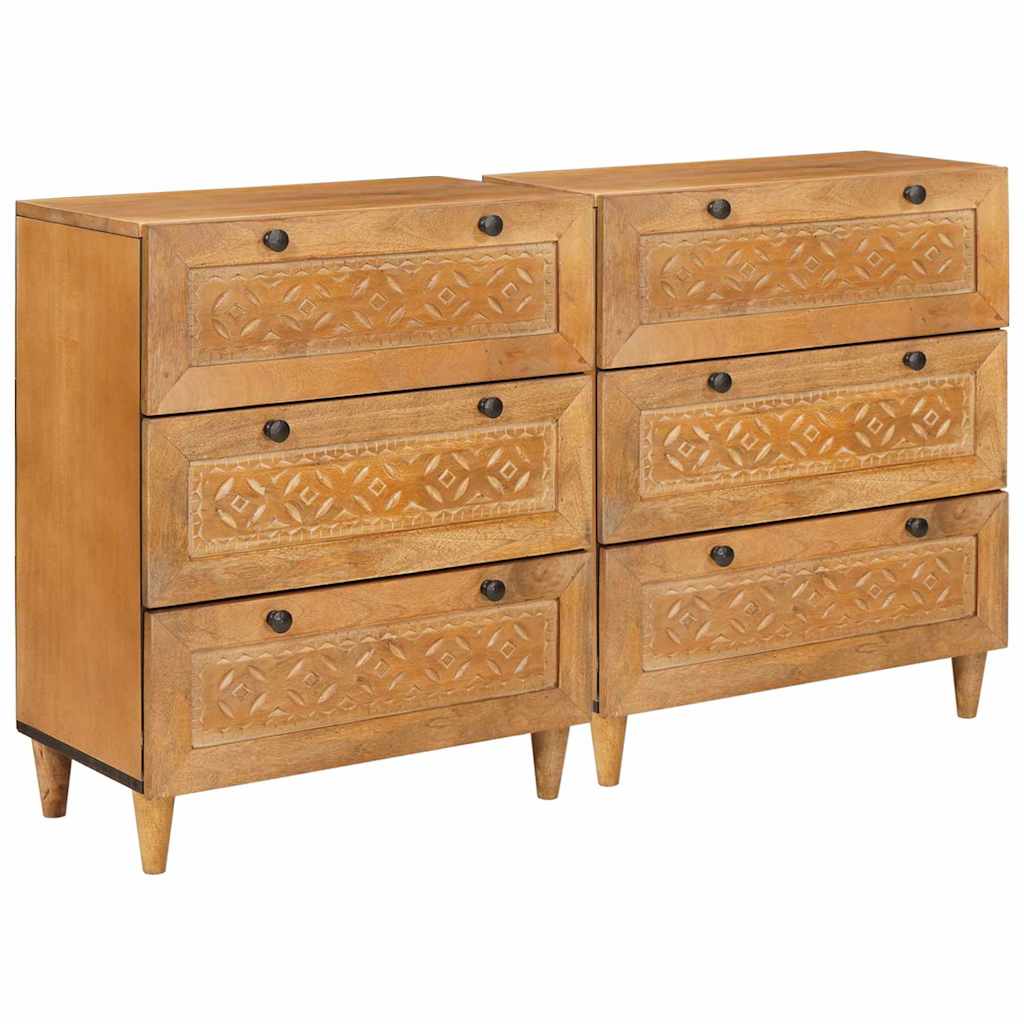 Sideboard 2 stk. 120 x 33,5 x 75 cm Massivt mangotræ Brun