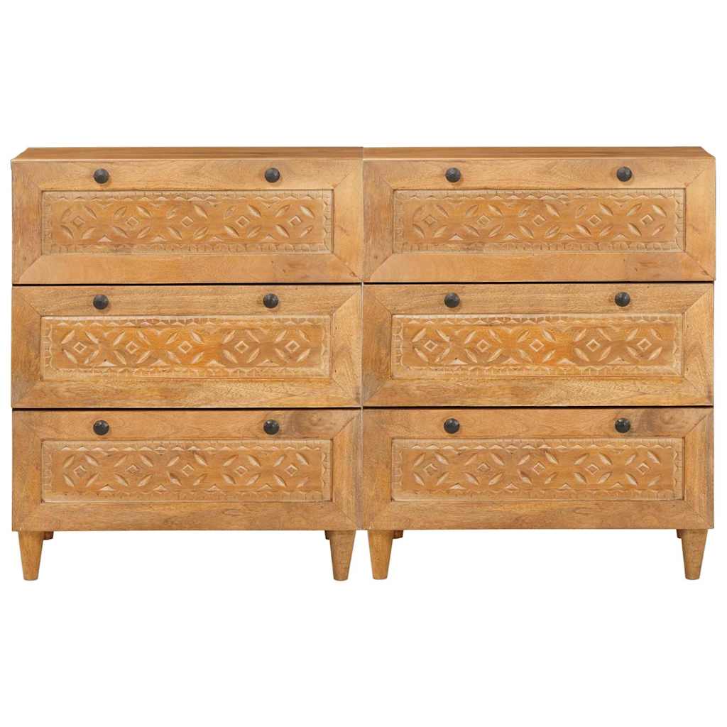 Sideboard 2 stk. 120 x 33,5 x 75 cm Massivt mangotræ Brun