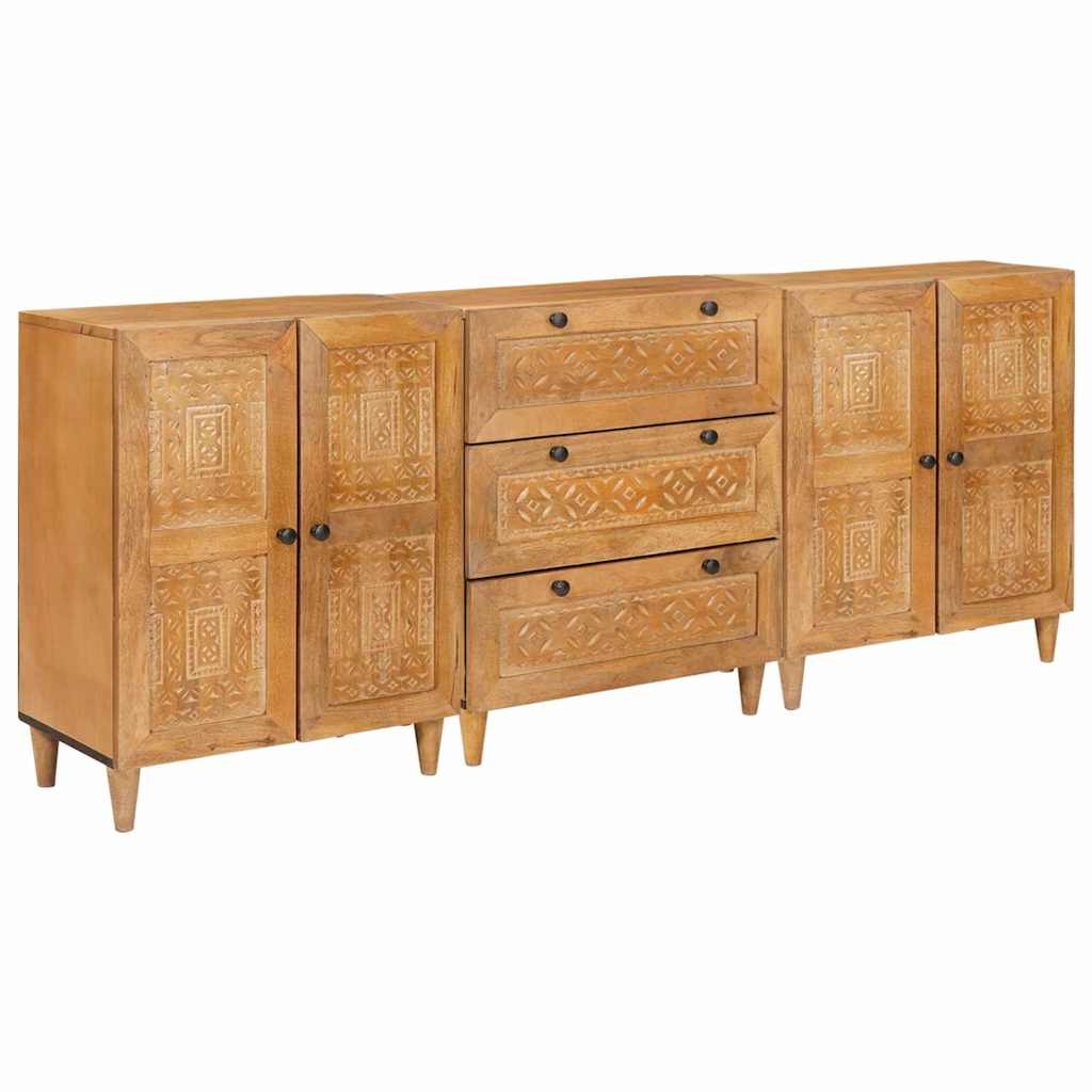 Sideboard 3 stk. 180 x 33,5 x 75 cm Massivt mangotræ Brun
