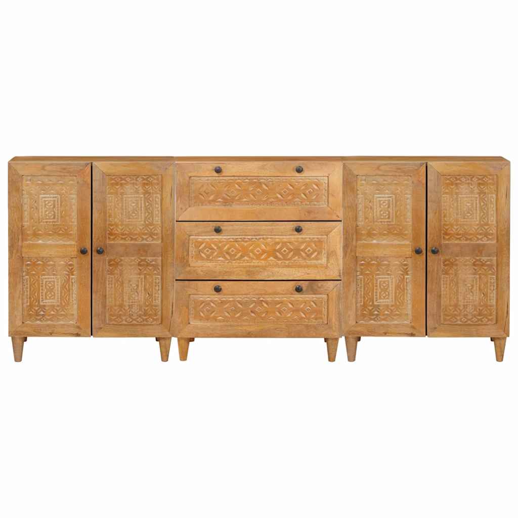 Sideboard 3 stk. 180 x 33,5 x 75 cm Massivt mangotræ Brun