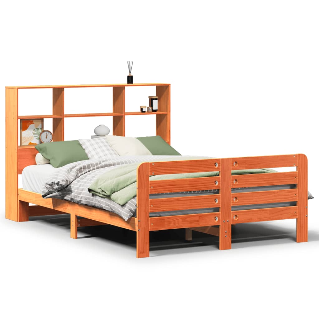 sengeramme uden madras 140x190 cm massivt fyrretræ gyldenbrun