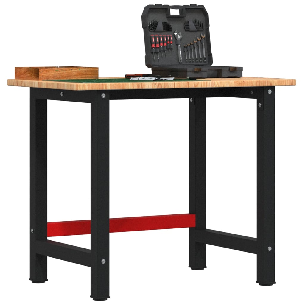 Arbejdsbænk 100×60×81,5 cm - massivt egetræ, rektangulær, lysebrun