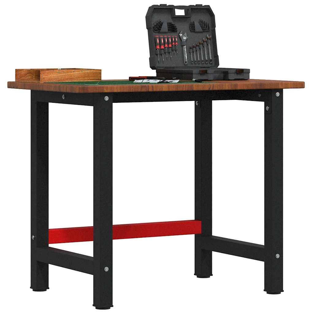 Arbejdsbænk 100×60×81,5 cm - massivt egetræ, rektangulær, mørkebrun