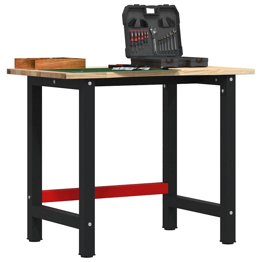 Arbejdsbænk 100×60×81,5 cm i massivt egetræ - metalstel
