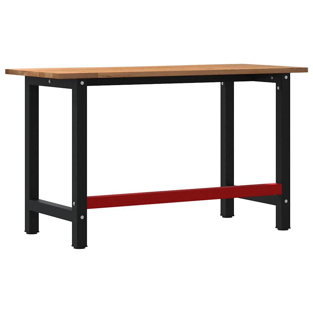 arbejdsbænk 140x60x81,5 cm massivt egetræ rektangulær lysebrun