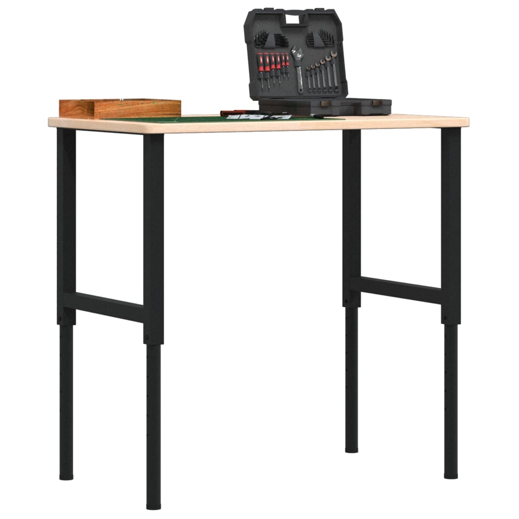 arbejdsbænk 100x60x(71,5-98) cm massivt egetræ rektangulær