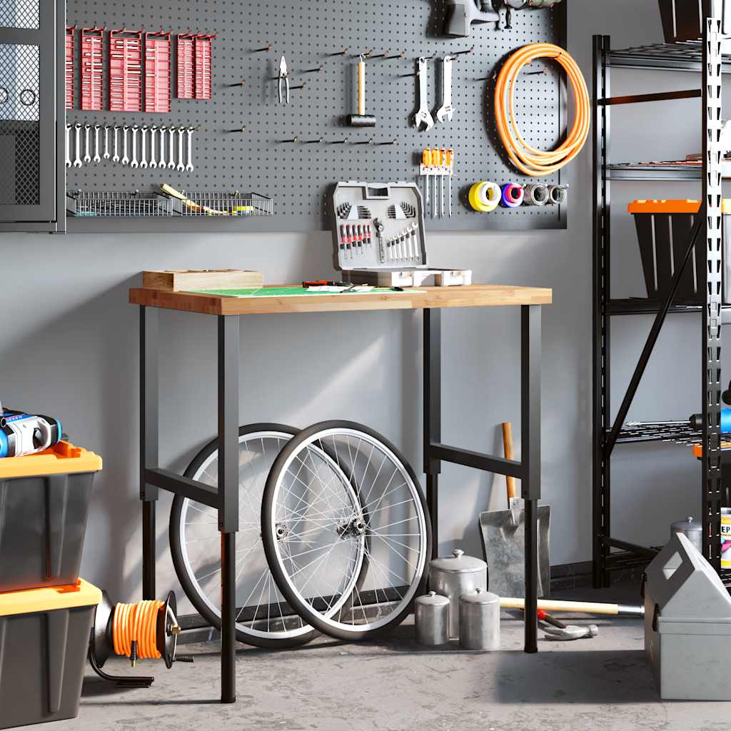 arbejdsbænk 100x60x(73-99,5) cm massivt bøgetræ rektangulær