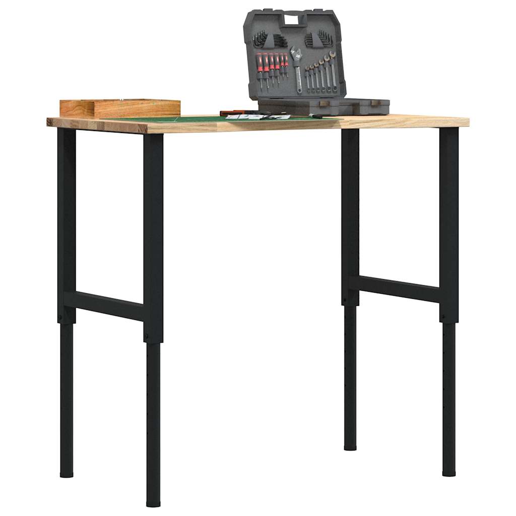 Arbejdsbænk 100×60×(71,5-98) cm - massivt egetræ og metalstel