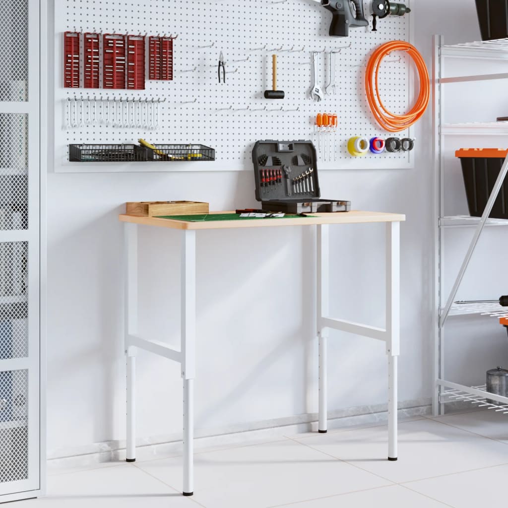 arbejdsbænk 100x60x(71,5-98) cm massivt egetræ rektangulær
