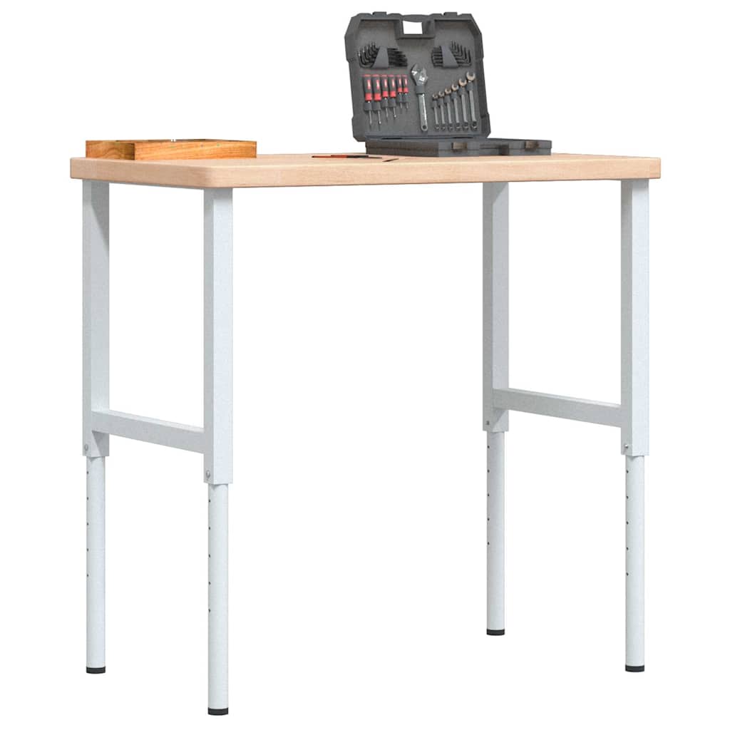 Arbejdsbænk 100 × 60 × 73-99,5 cm - massivt egetræ, rektangulær, højdejusterbar