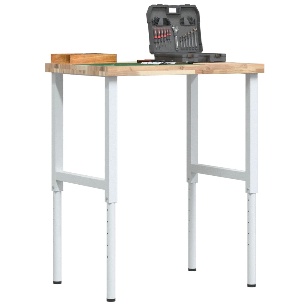 Arbejdsbænk 80×60×(73-99,5) cm - massivt akacietræ, rektangulær
