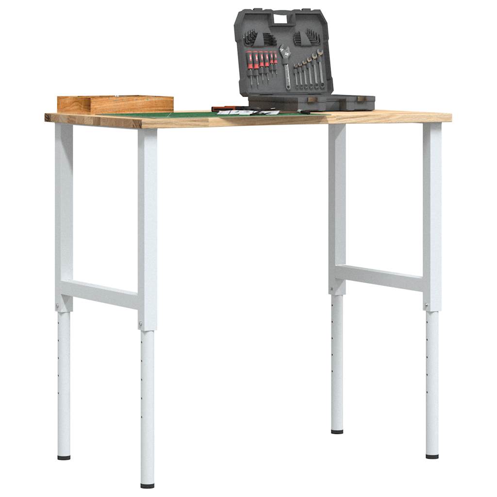 Arbejdsbænk 100×60×(71,5-98) cm i massivt egetræ med metalstel
