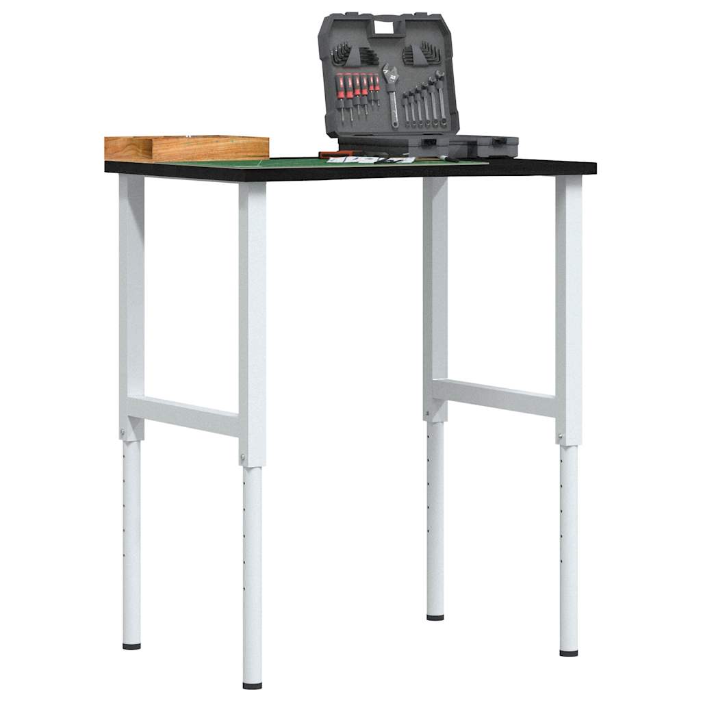 Arbejdsbænk 80×60×(71,5-98) cm - massivt egetræ med metalstel