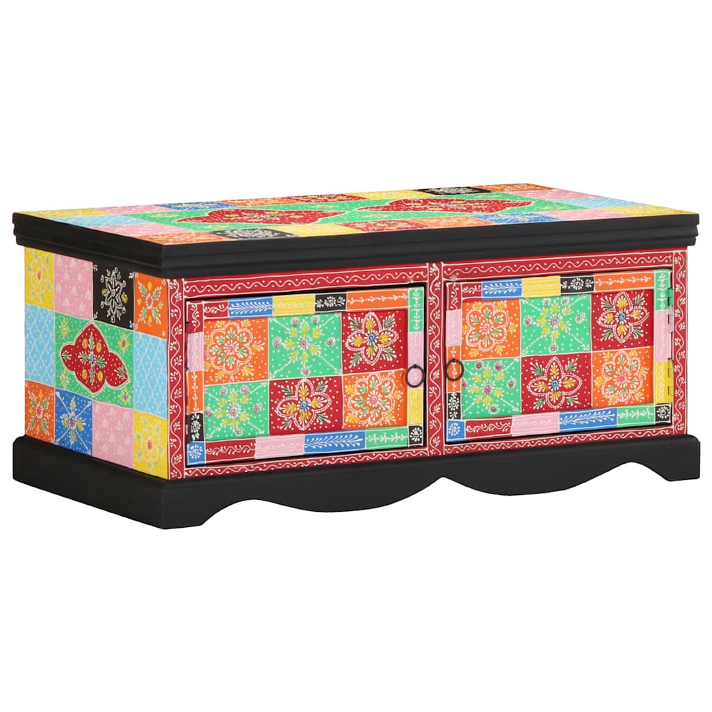 sofabord 90x50x40 cm massivt mangotræ flerfarvet