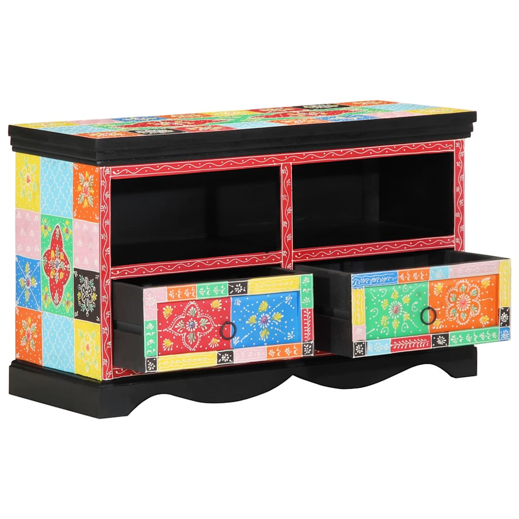 TV-skab med skuffe Flerfarvet 80 x 35 x 50 cm Massivt mangotræ