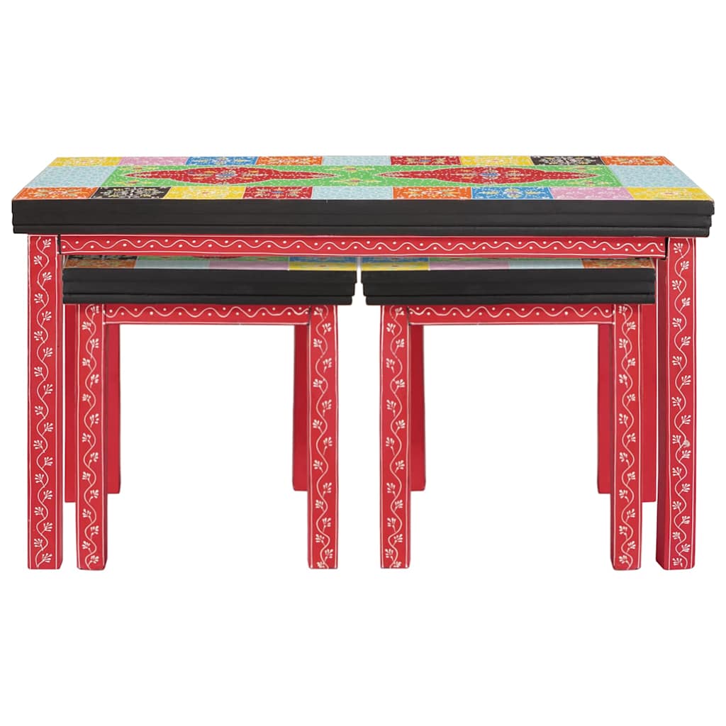 Endebord 2 pcs Flerfarvet Massivt Mango Træ og Ingeniørtræ