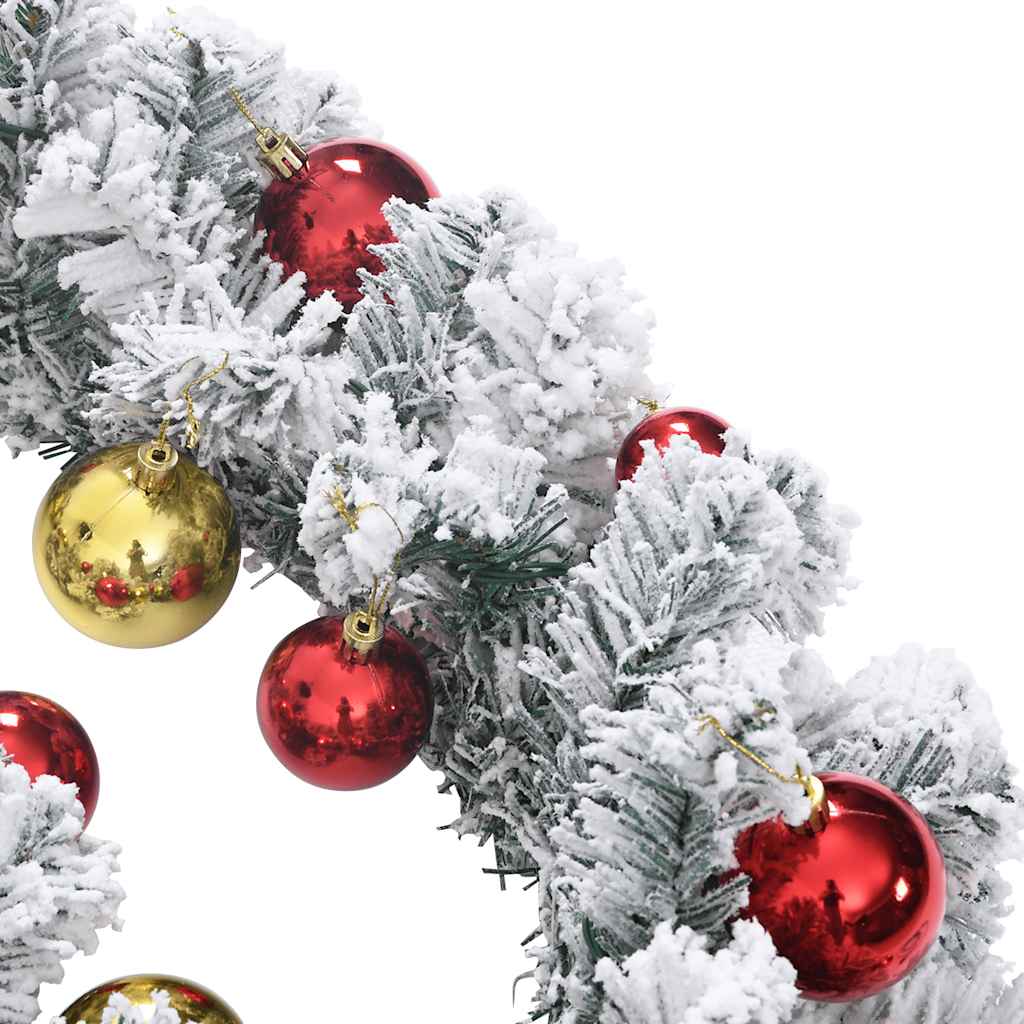 juleguirlande med kugler og LED-lys 5 m PVC grøn