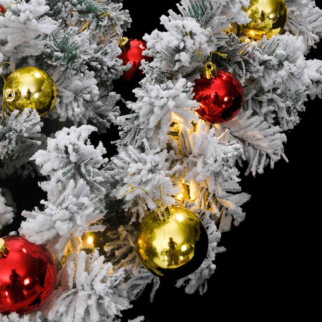 juleguirlande med kugler og LED-lys 10 m PVC grøn