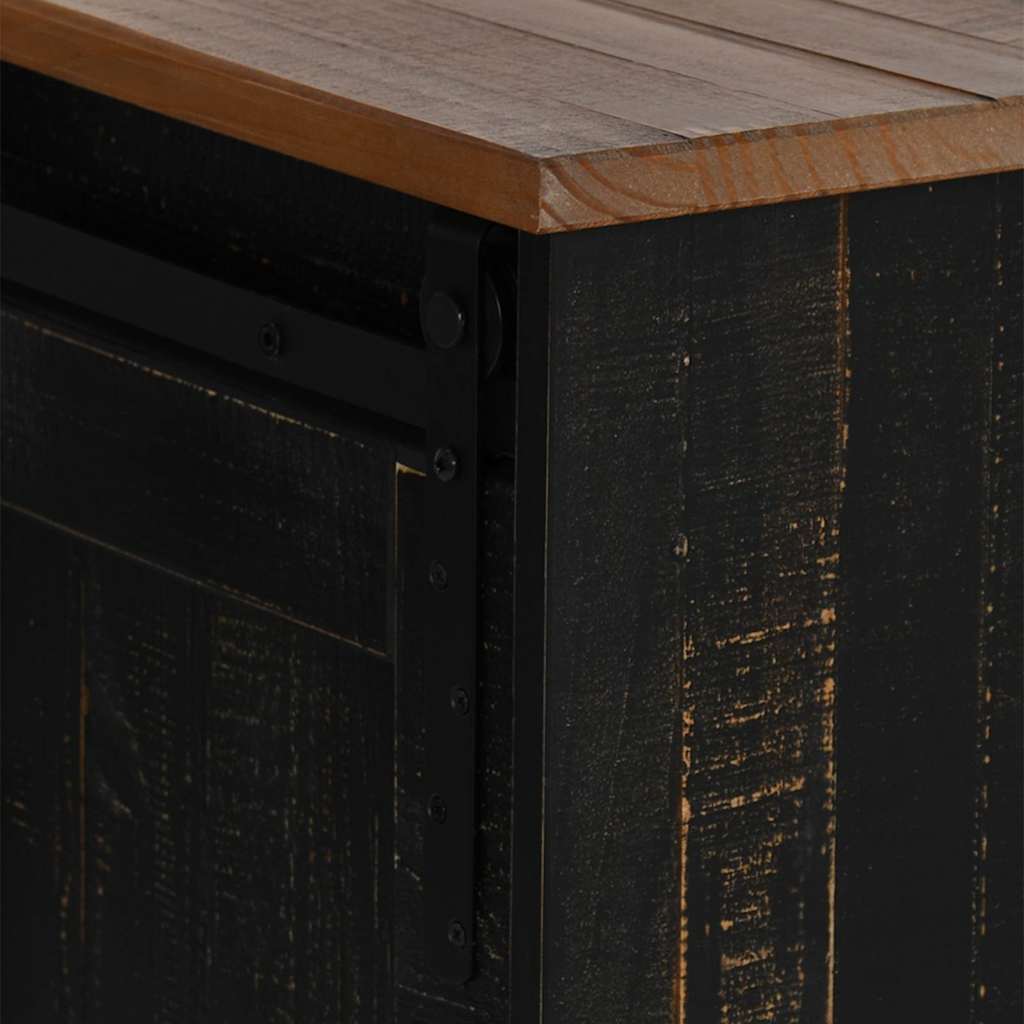 tv-bord HALDEN 2 skydedøre 150x40x60 cm massivt træ sort