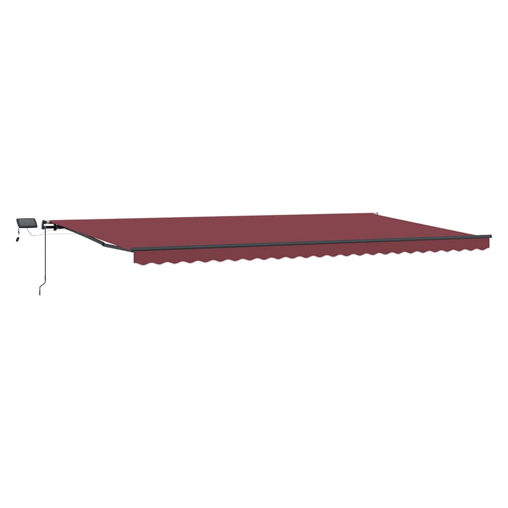 markise med LED-lys 600x300 cm manuel betjening bordeauxfarvet