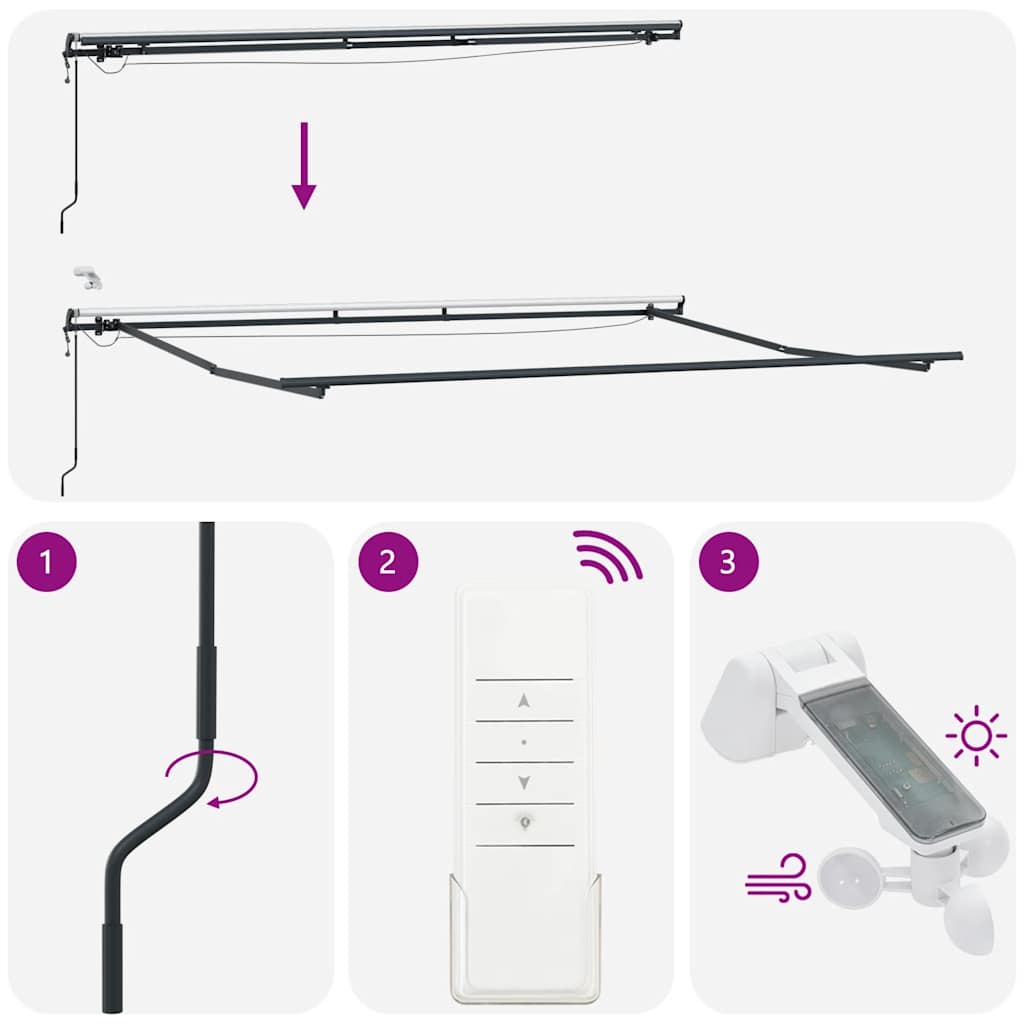 markise med LED-lys 450x300 cm automatisk betjening brun
