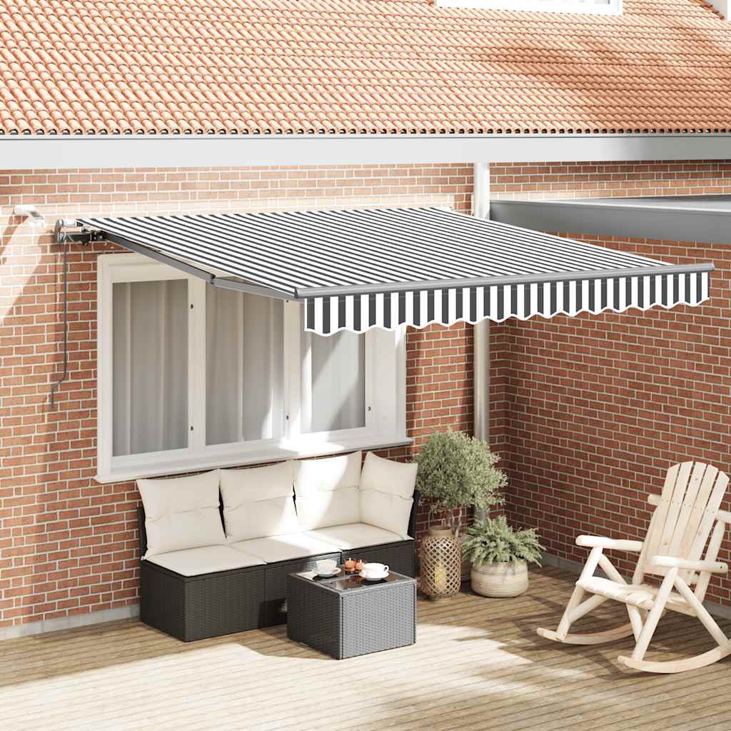 markise m. LED 300x250 cm automatisk betjening antracitgrå hvid