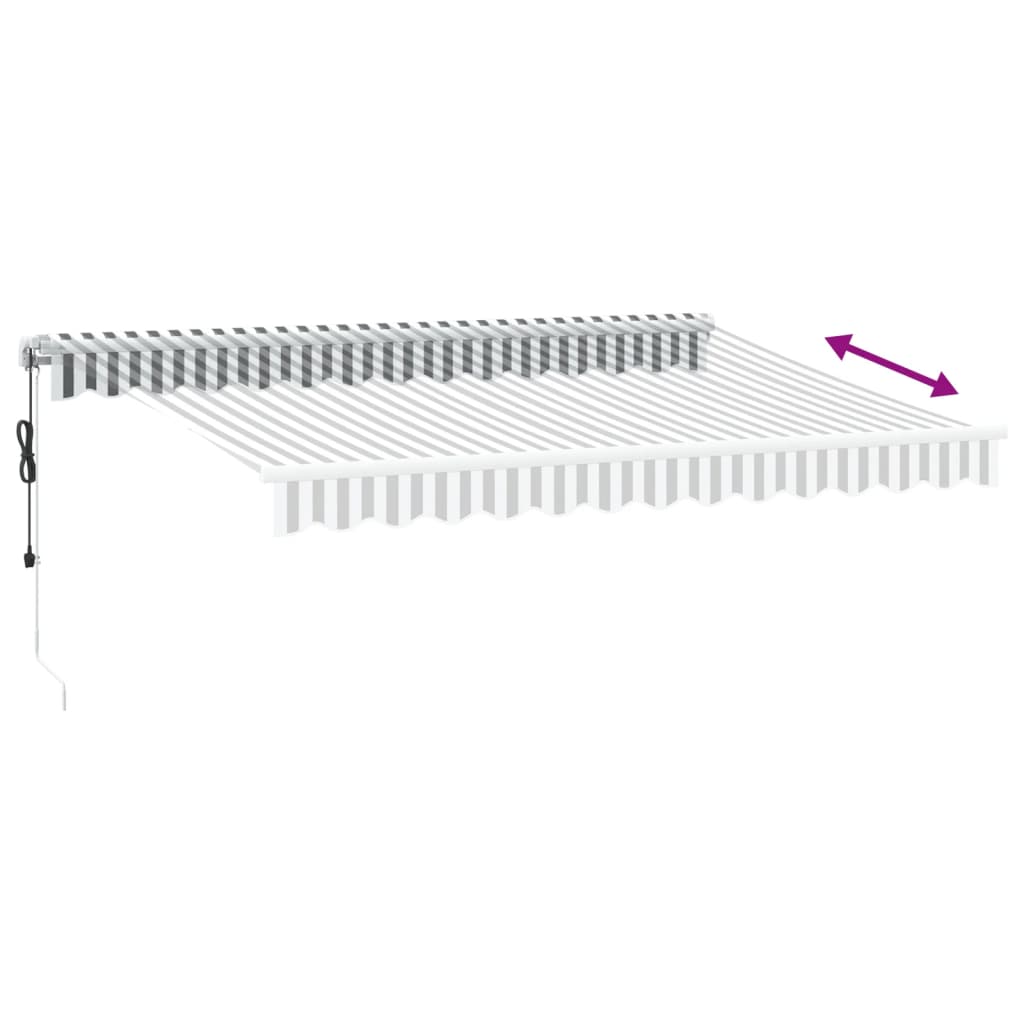 markise 350x250 cm automatisk betjening antracitgrå og hvid