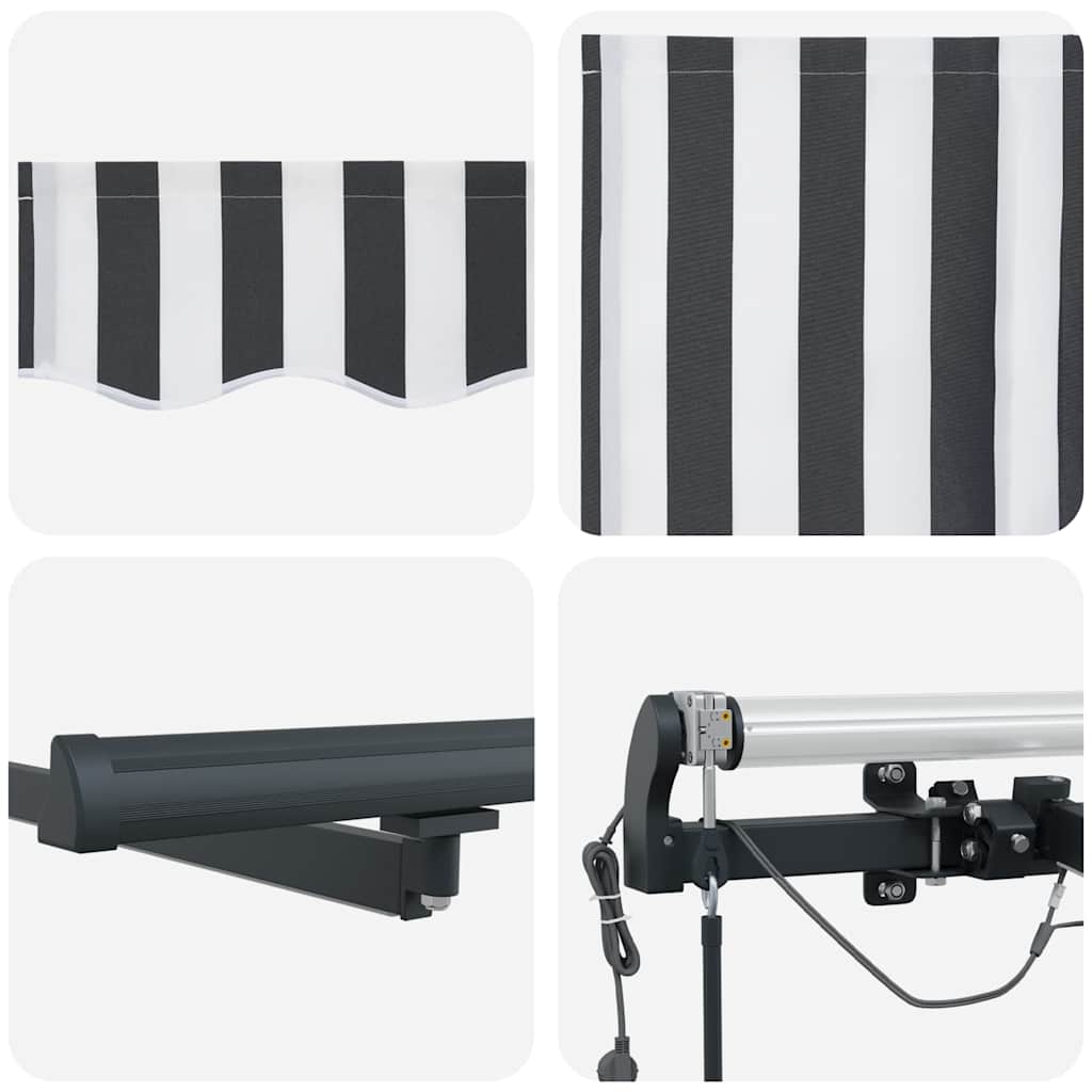 markise m. LED 400x300 cm automatisk betjening antracitgrå hvid