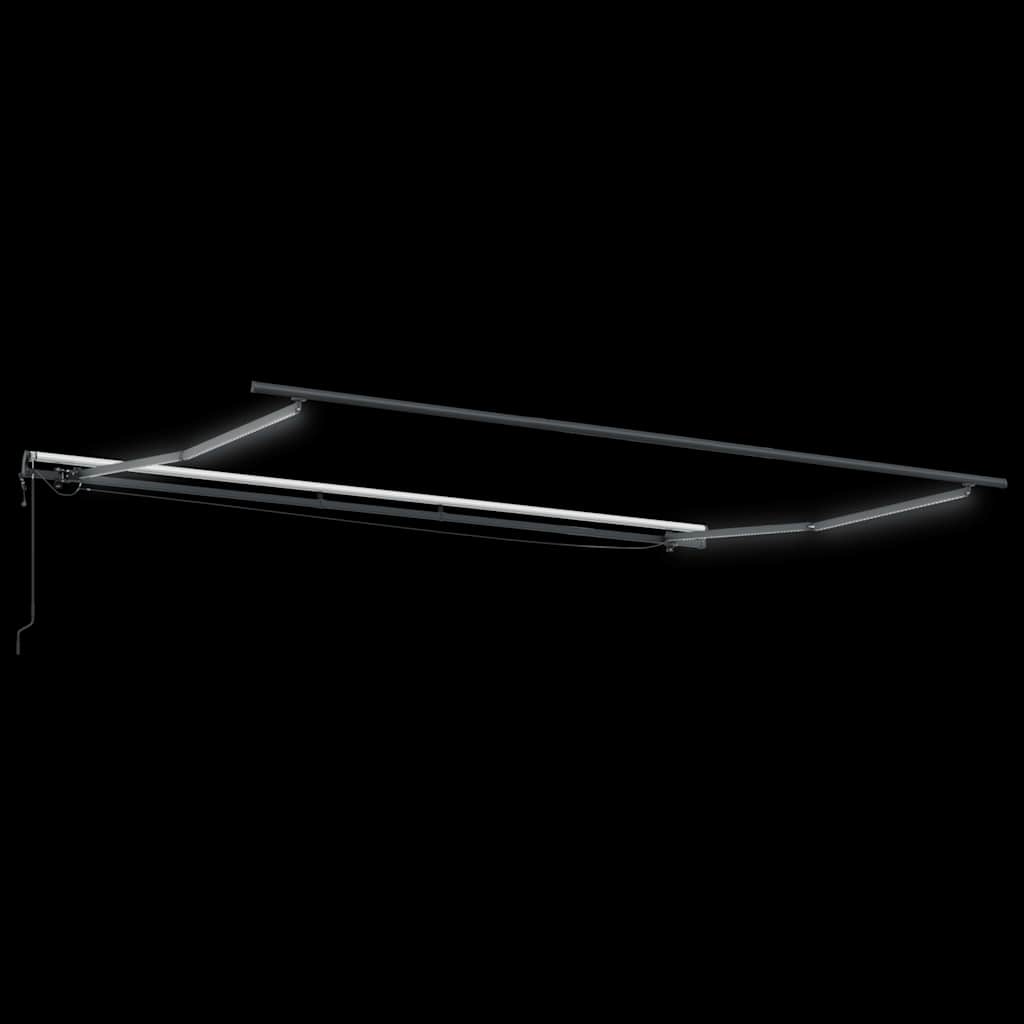 markise m. LED 500x300 cm automatisk betjening antracitgrå hvid