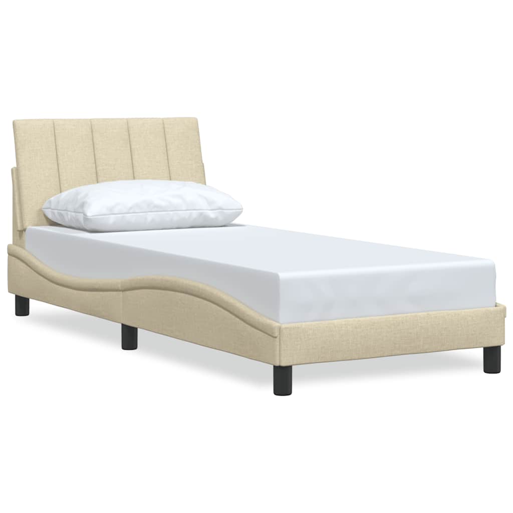 sengeramme uden madras Hanko 90x190 cm stof cremefarvet