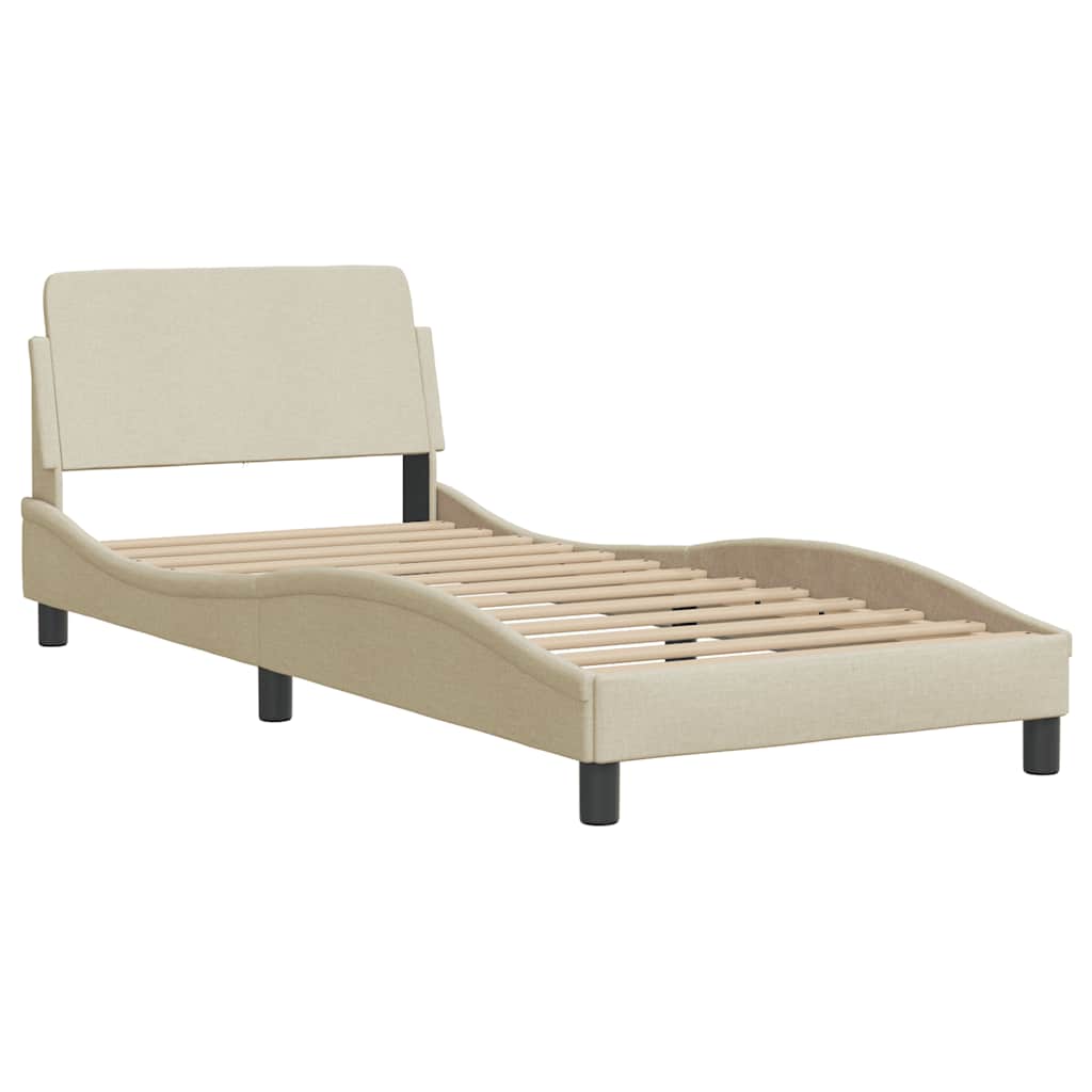 sengeramme uden madras Hanko 90x190 cm stof cremefarvet