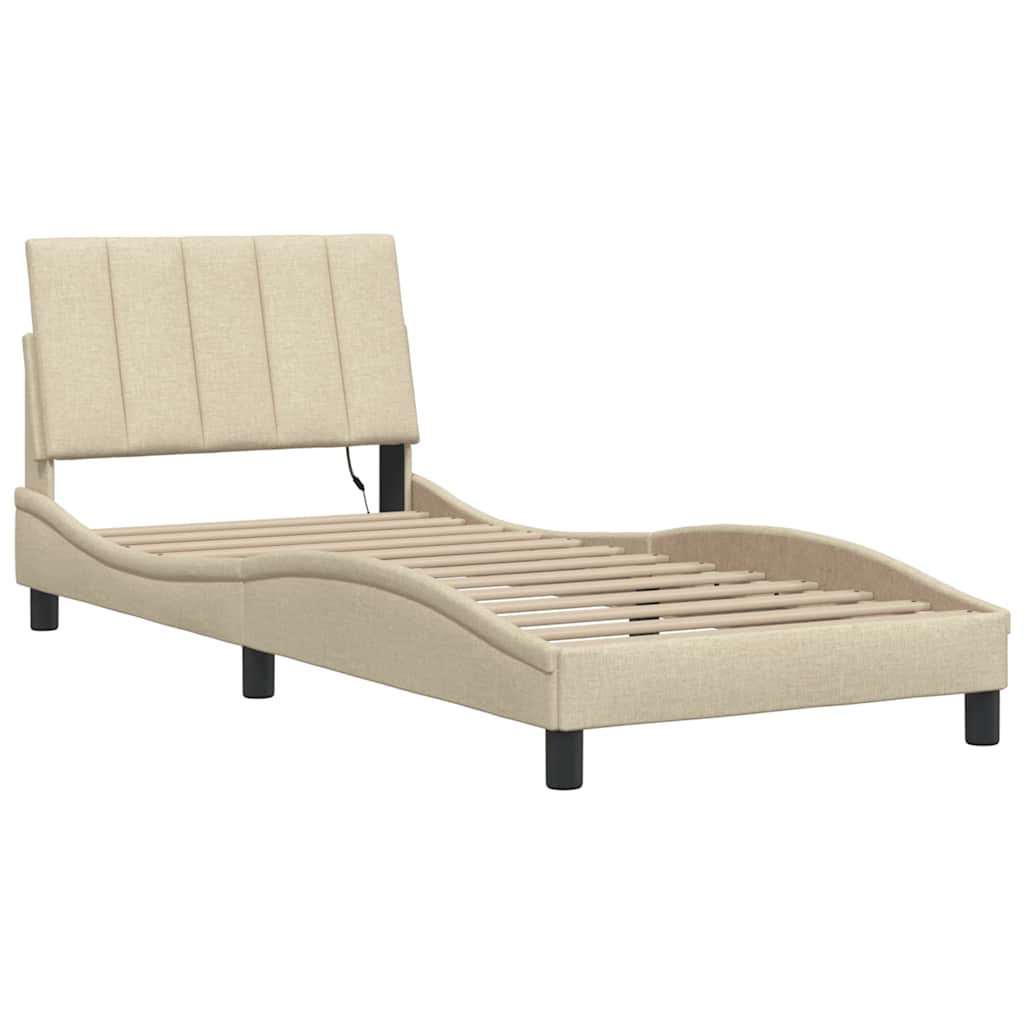 sengeramme uden madras Hanko 90x190 cm stof cremefarvet