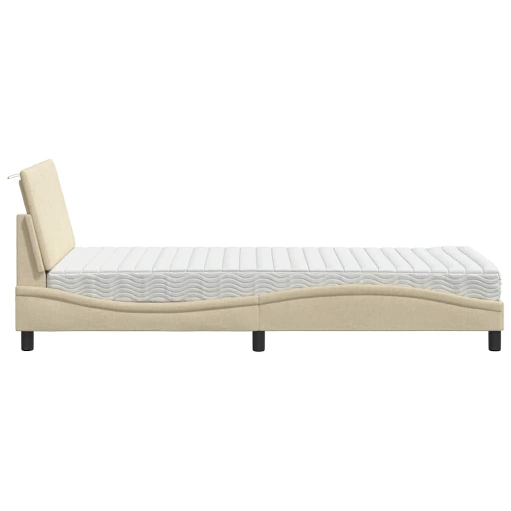 seng med madras Hanko 90x190 cm stof cremefarvet