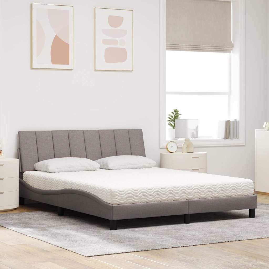 seng med madras Hanko 160x200 cm stof gråbrun