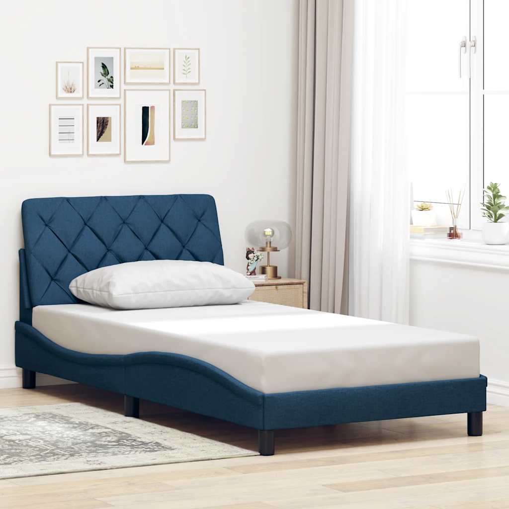 sengeramme uden madras 100x200 cm stof blå