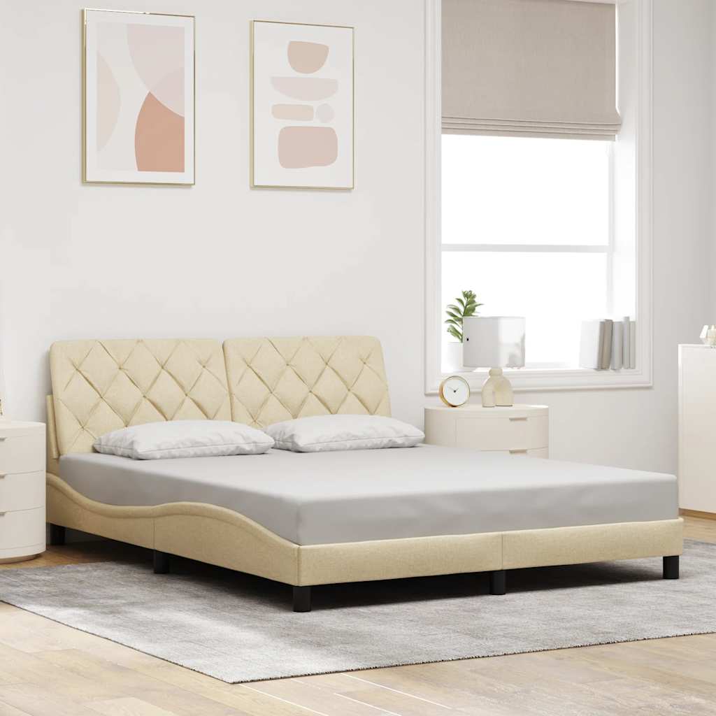 sengeramme uden madras 160x200 cm stof cremefarvet