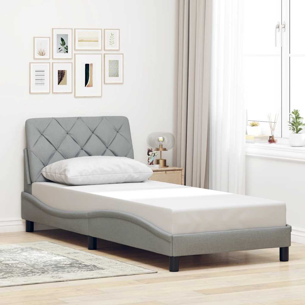 sengeramme med LED uden madras 80x200 cm stof lysegrå