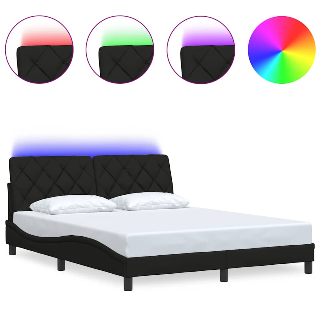 sengeramme med LED uden madras 160x200 cm stof sort