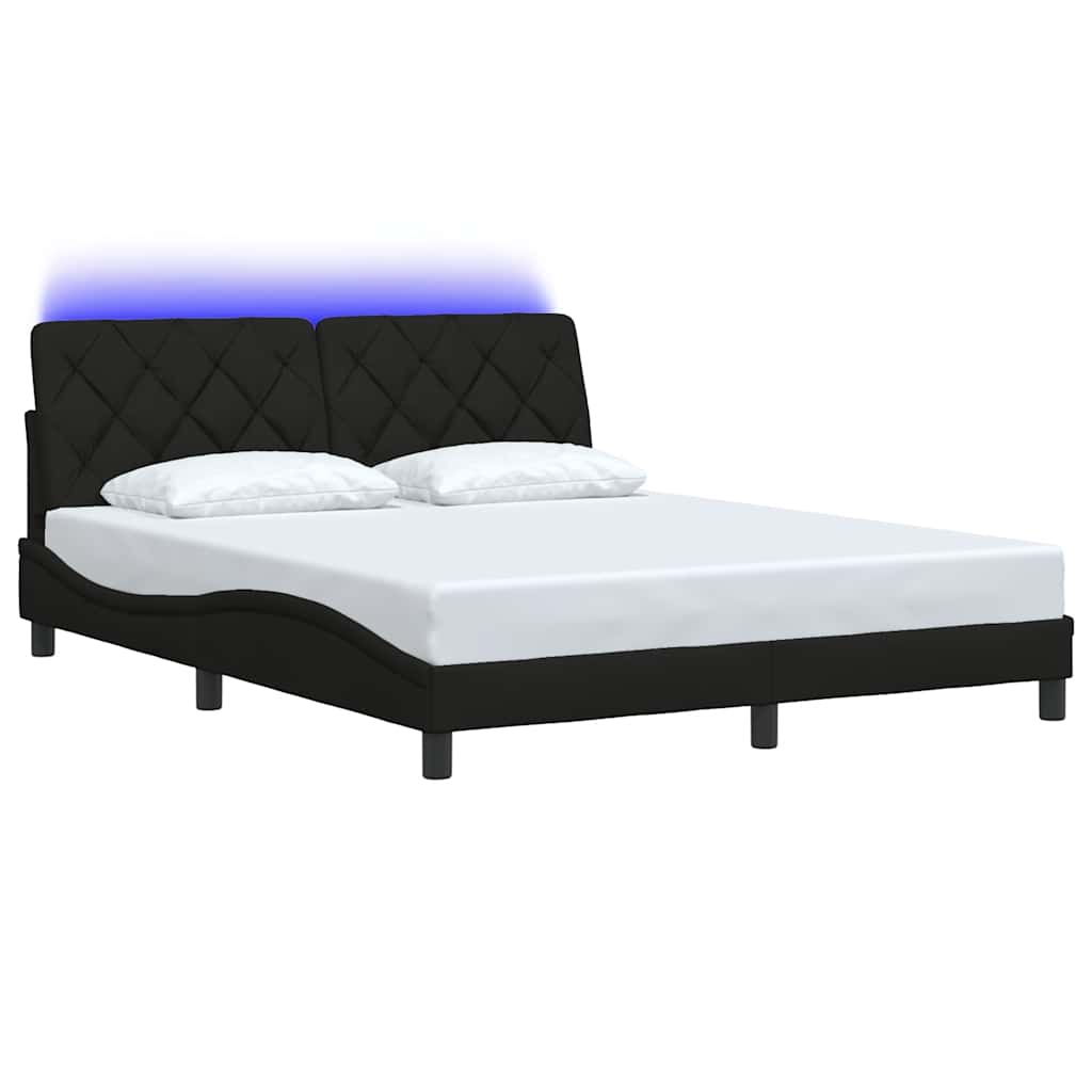 sengeramme med LED uden madras 160x200 cm stof sort