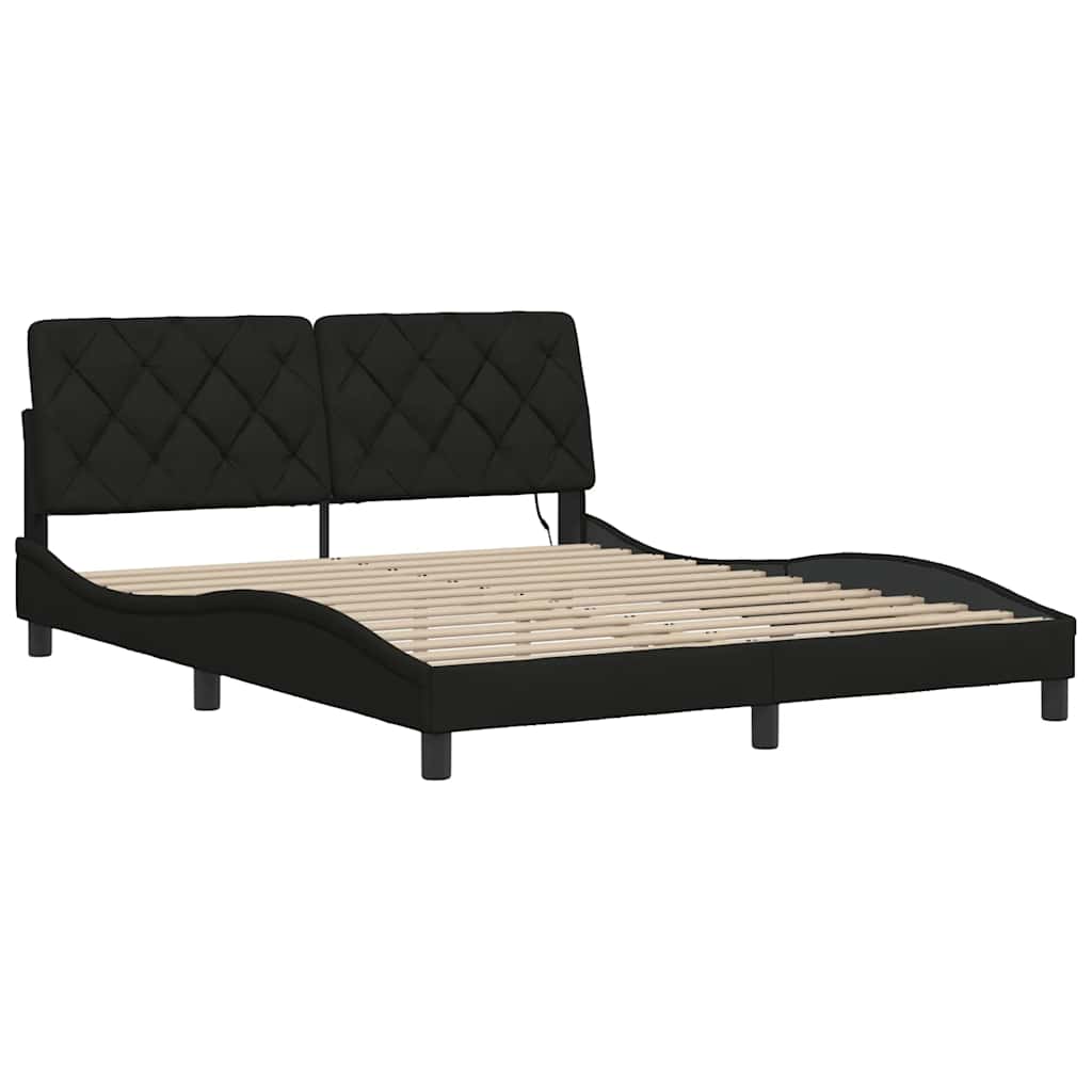 sengeramme med LED uden madras 160x200 cm stof sort