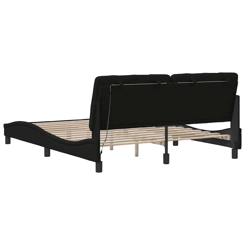 sengeramme med LED uden madras 160x200 cm stof sort